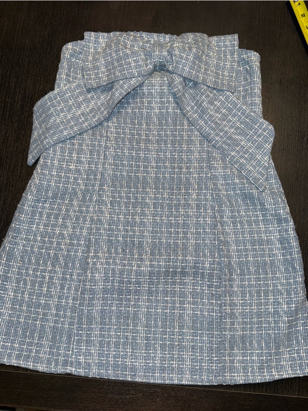 SHEIN Light Blue Tweed Bow-Front Girls Dress